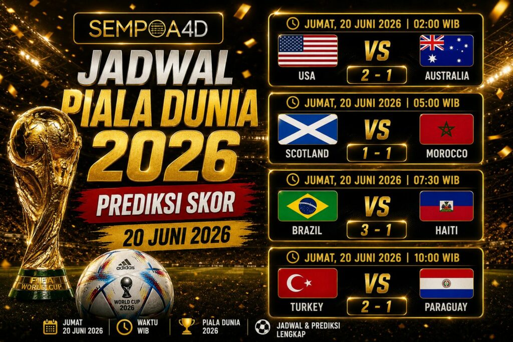 Pertandingan Piala Dunia 2026 + Prediksi Skor 20 Juni 2026 (Analisa Lengkap)