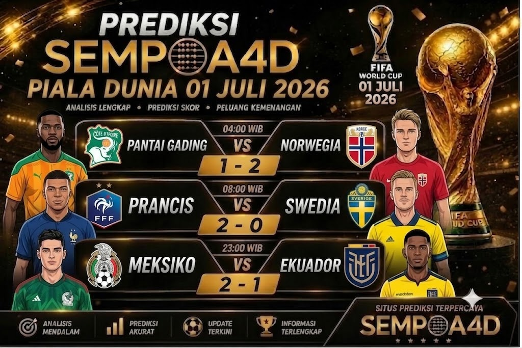 Prediksi Pertandingan 01 Juli 2026 – Match Pilihan
